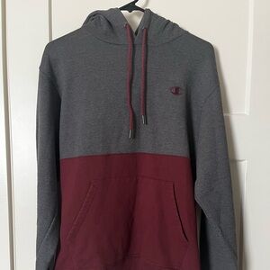 Champion Dark Red And Grey Hoodie #School #Vintage #Y2K